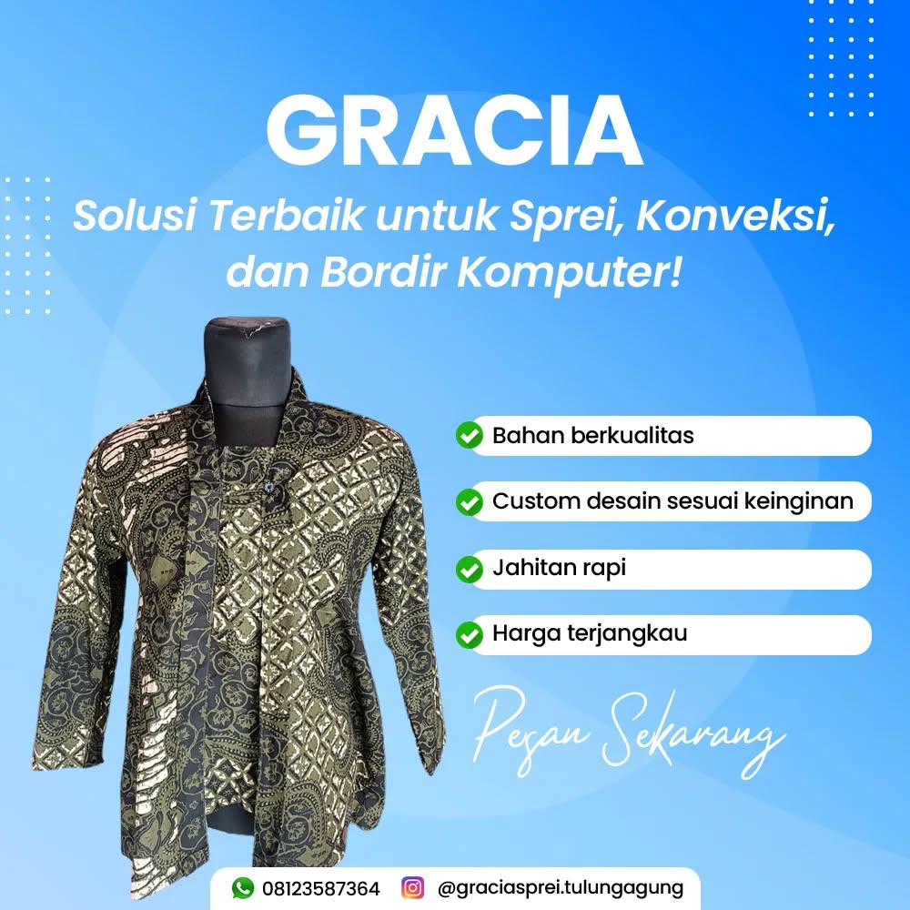 <p>Gracia Sprei juga menjual baju seragam batik un